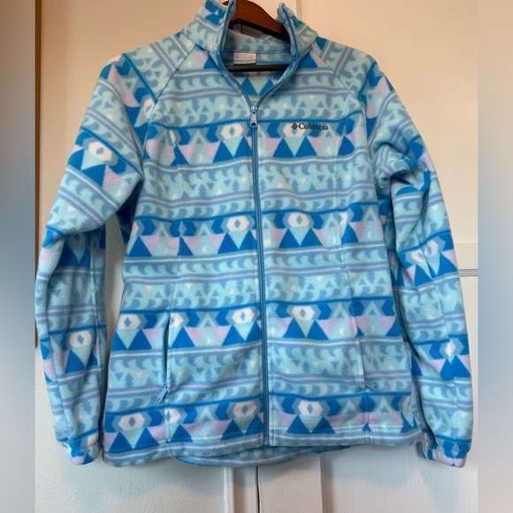 Columbia Jackets & Blazers - Columbia Women’s Light Blue Geometric Zip Up Fleece
